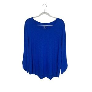 Chico's The Ultimate Tee Size 3 US XL Cotton 3/4 Modal Roll Tab Sleeve Blue